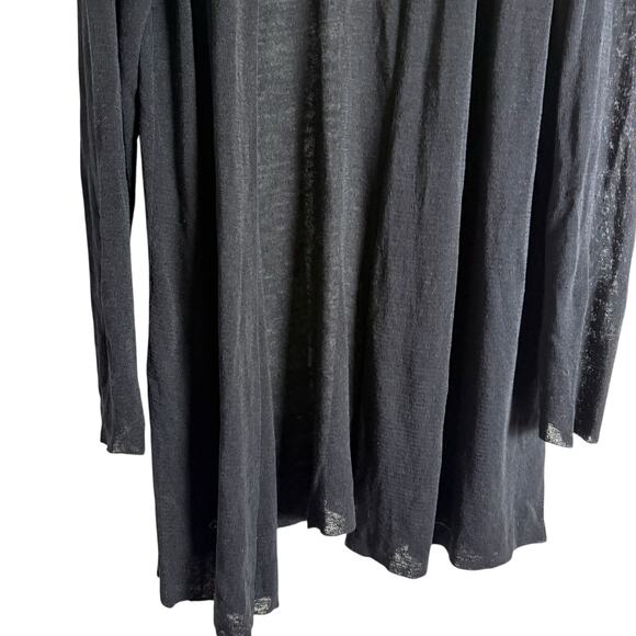 Eileen Fisher Black Polished Linen Rib Lightweight Cardigan Sweater Plus Size 1X - Picture 4 of 7